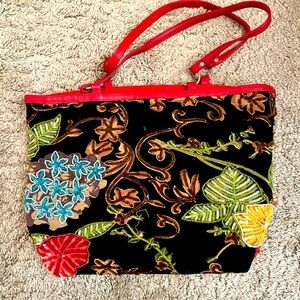 Vintage 90s Christiana beaded embroidered tote- vegan, boutique